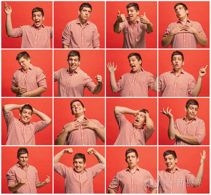 拼贴的不同人类的面部表情, 情绪, 情感