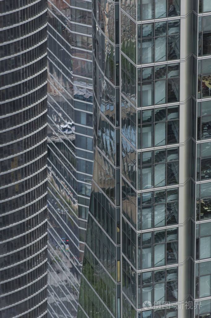 现代建筑摩天大楼城市金融区的细节