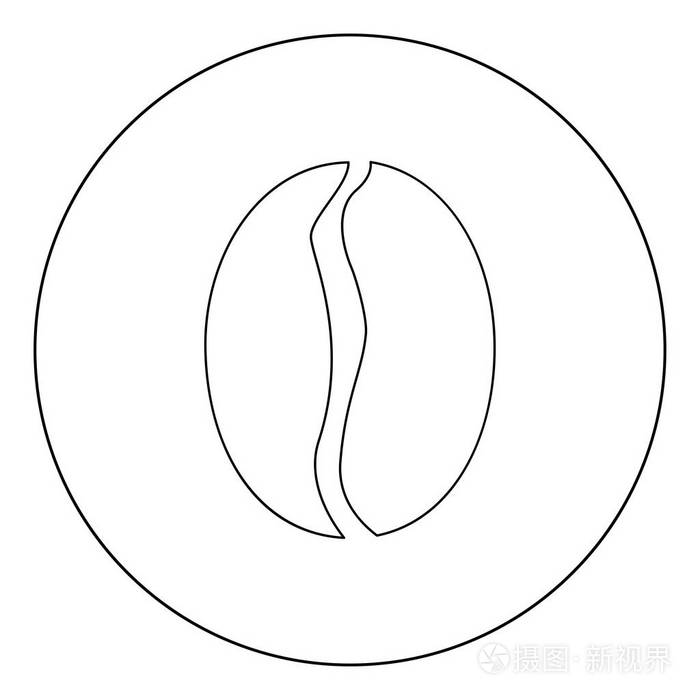 咖啡豆图标黑色圆形或圆形矢量插图