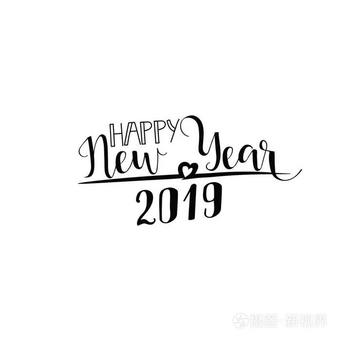 新年快乐2019设计元素设计礼品卡传单海报。 刻字