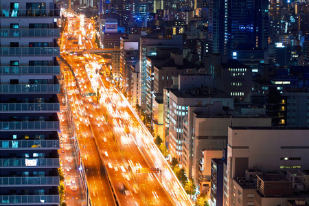 大阪一条巨大公路的鸟瞰图图片