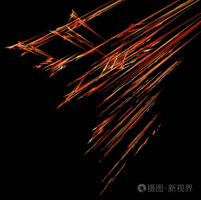 火流星雨线痕迹特效抽象,暗背景,水平