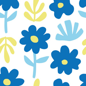 手绘多彩花卉无缝重复图案照片