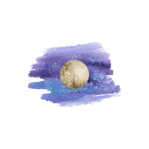 水彩手绘插图.神秘月亮魔法艺术作品插图.抽象行星球照片