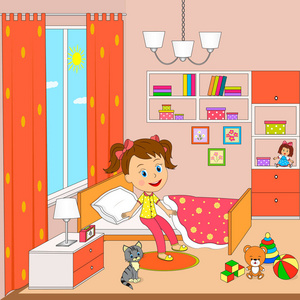 醒来的猫卡通图片