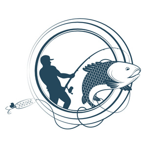 渔翁钓鱼渔翁钓鱼剪影及钓竿照片