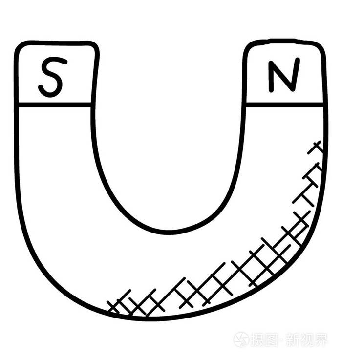一种u形磁铁南北两极相反描绘马鞋磁铁