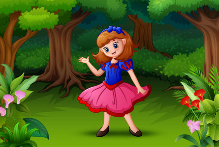 雪中女孩图森林中白雪公主的插图照片