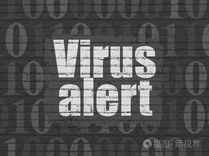 隐私权的概念 在背景墙上的病毒警报