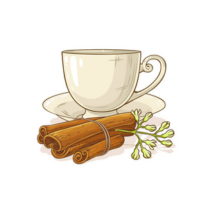 白色背景的肉桂茶插图插画