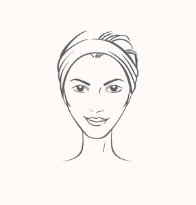 白种人女性水墨图形矢量肖像.照片