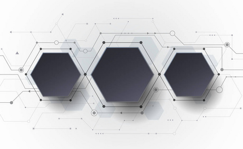 矢量抽象未来主义电路板上的浅灰色背景高科技数字技术概念.