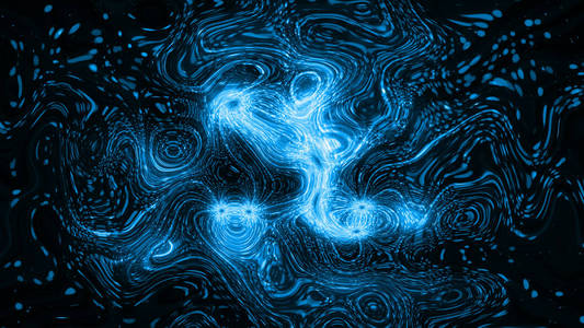 3d呈现明亮的光粒子聚集在漩涡和突起中.光点的抽象图案照片