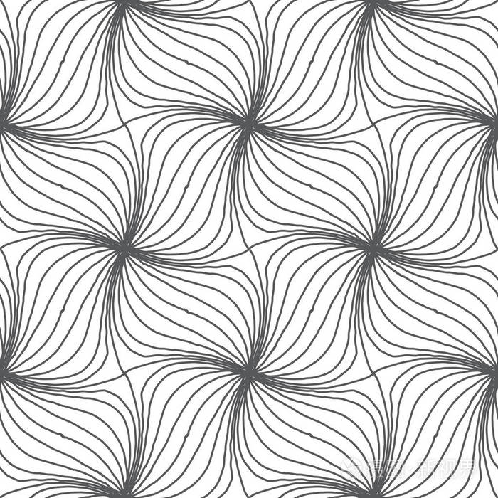 空白和白色花状漩涡图案.用于打印,织物和背景的模糊手绘纹理元素.