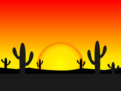 沙漠中日落的绝佳设计图片