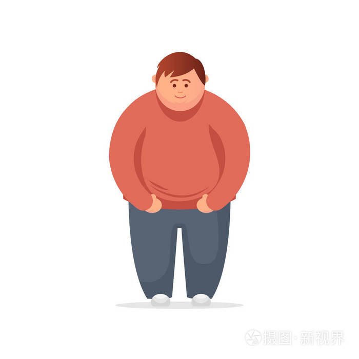 胖男人矢量平面插画