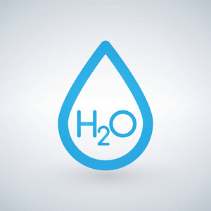 水 h2o 下降线图标, 轮廓矢量符号, 线性样式象形文字孤立的白色背景.