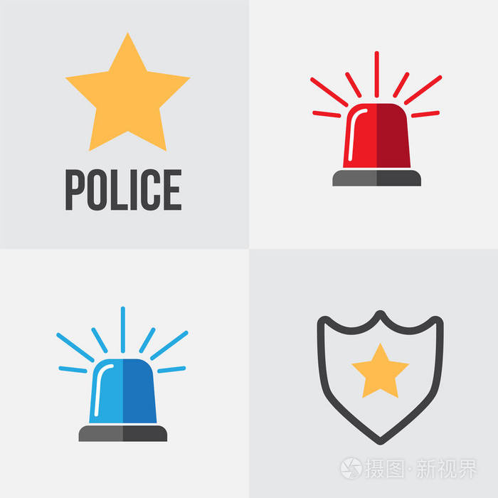警报器紧急设置四个警报警报器图标 警察或救护车红色和蓝色闪光警笛标志插画 正版商用图片1s4jtk 摄图新视界 警报器紧急设置四个警报警报器图标 警察或救护车红色和蓝色闪光警笛标志插画 正版商用图片1s4jtk 摄图新视界