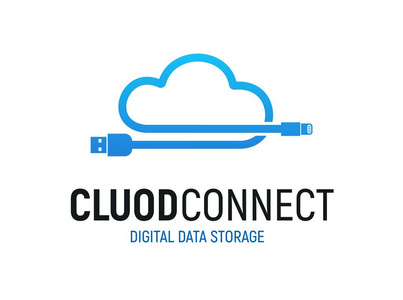 蓝色科技云数据云数据存储隔离蓝色矢量徽标.