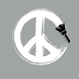 手绘矢量和平标志反战符号,从60年代用刷子制作.