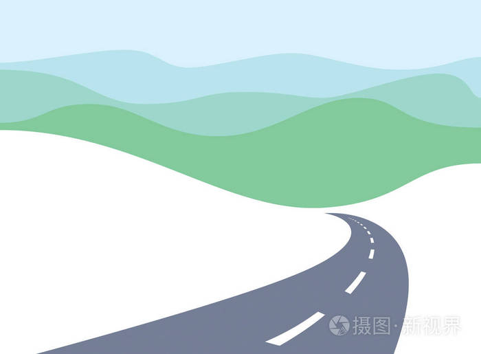 插画 乡村道路弯曲公路矢量完美设计插图.