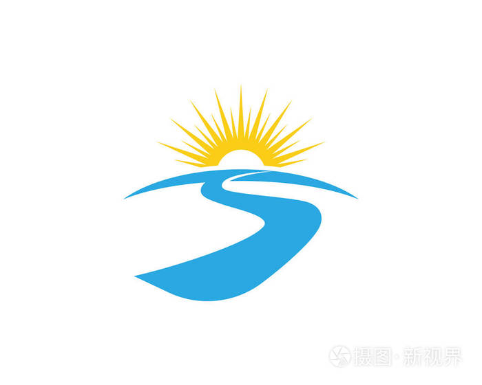 字母河流标志模板矢量图示设计