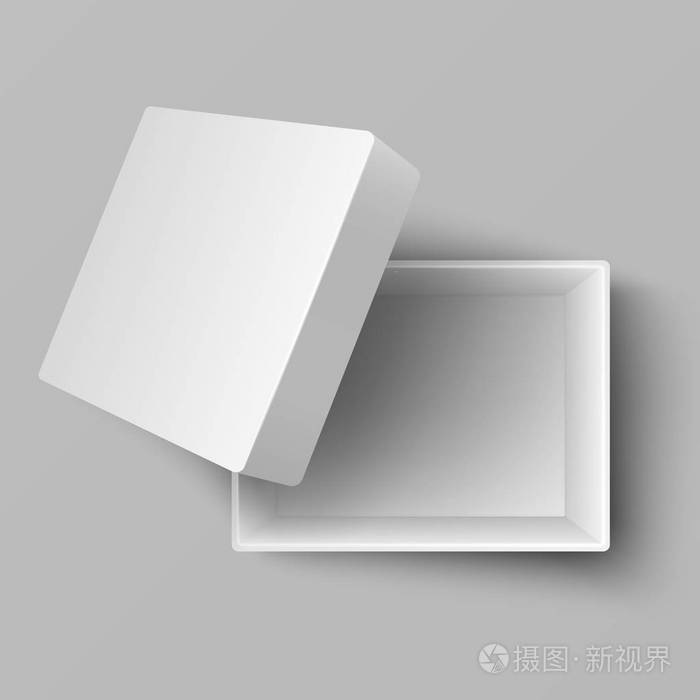 空白白色开纸板礼品盒顶部视图3d 矢量图