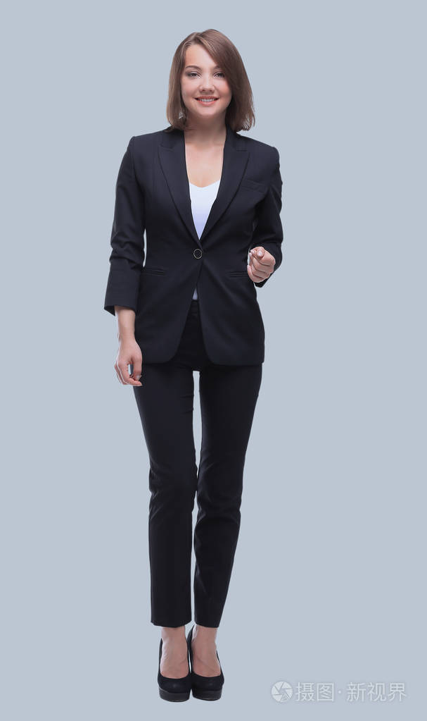 分离出信心十足的商业女子全身肖像