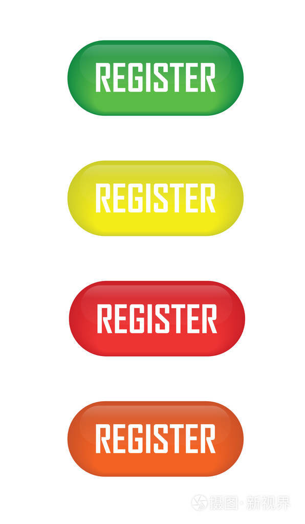 一组光滑的按钮注册图标为您的设计。