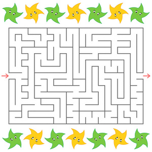 长方形迷宫,两边有卡通明星. 一个有趣的儿童游戏.
