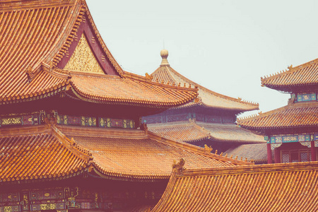 时尚紫禁城标志概念透明背景从建筑和旅游收藏北京紫禁城蓝天黄屋瓦