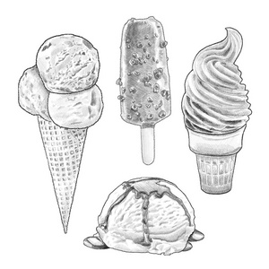 铅笔冰淇淋插图集照片