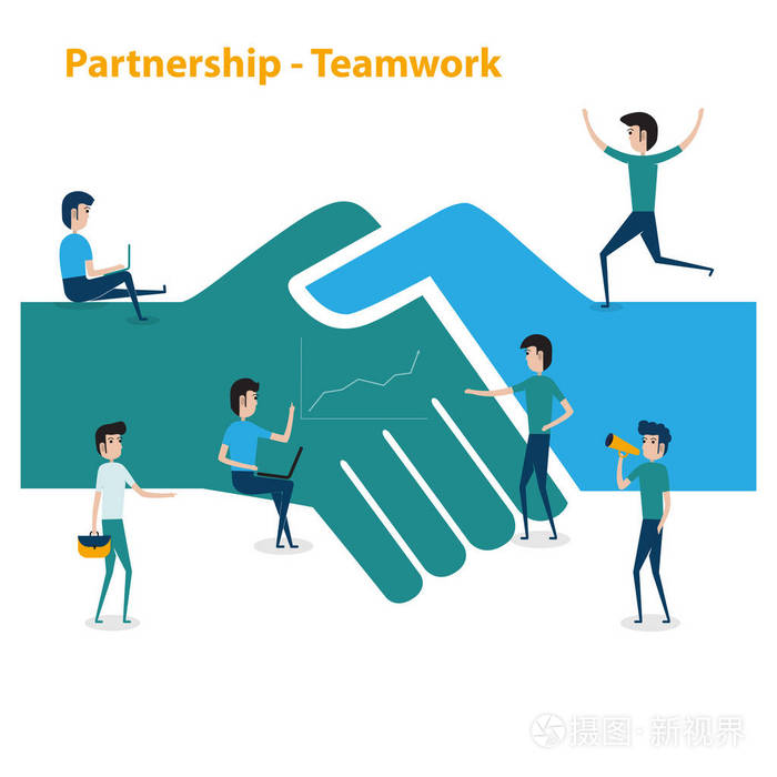 商务会议和头脑风暴.理念和团队合作的商业理念.矢量图