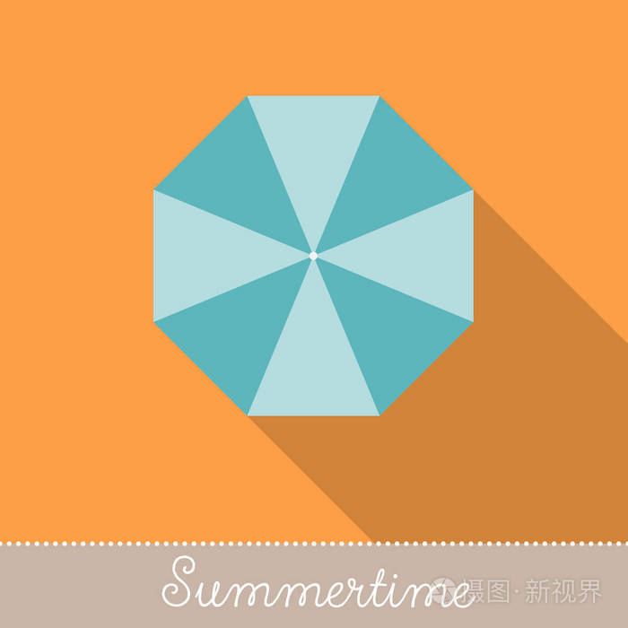 夏季度假项目集锦,浅色长阴影平面设计:遮阳伞