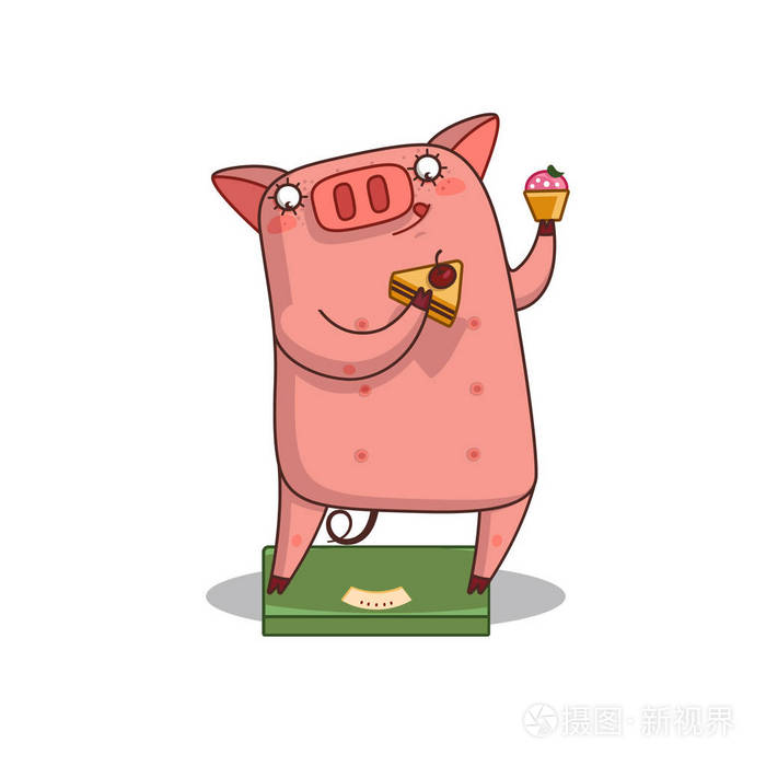 贺卡,可爱的卡通猪