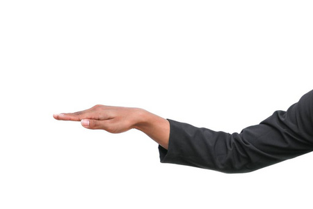 手掌向下白色背景下的手掌手势照片