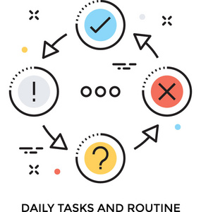 每日任务彩色矢量图标插画