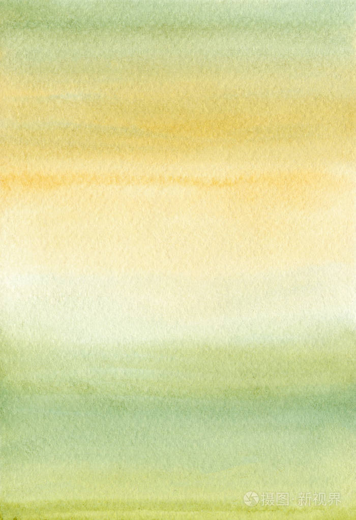 黄色和浅绿色的手画背景. 夏天的颜色. 抽象水彩背景. 墨水插图.