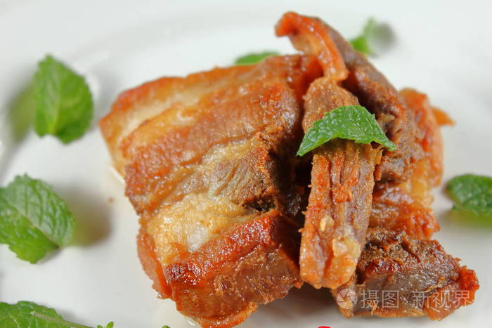 炸猪肉或泰国菜深炒猪肉