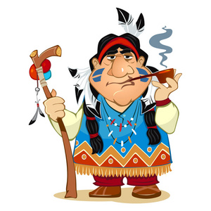 抽烟人物美洲印第安人的土著人物.照片