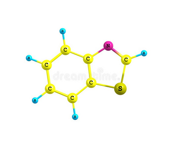 苯并噻唑分子在白色上分离