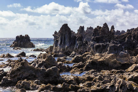 自然 海滨 石头 欧洲 海洋 美丽的 金丝雀 空的 场景