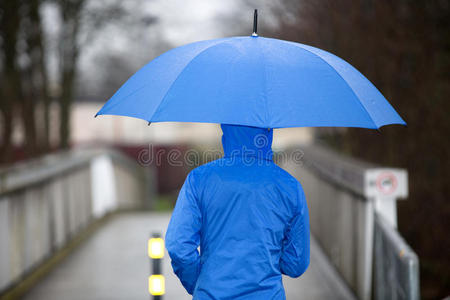 布罗利 秋天 季节 步行 雨伞 保护 公园 男人 享受 阳伞