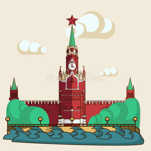 欧洲 克里姆林宫 插图 莫斯科 地标 亚洲 外部 建筑 国家的