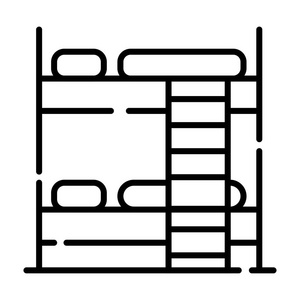 酒店客房双人床线图标插图图片