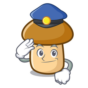 警察牛肝菌蘑菇字符卡通图片