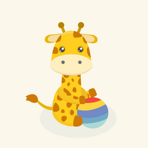 可爱的长颈鹿卡通纸背景.照片