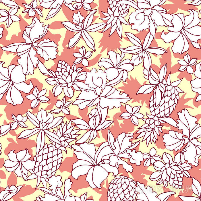 热带花卉图案我画了一朵热带花卉来设计它,这幅画反复地画着