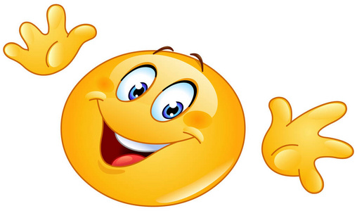 表情符号用张开的手掌水平爵士手做一个tada手势照片