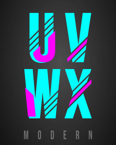 uvwx字母字体现代设计. 一组字母uvwx标志或图标. 矢量图.照片
